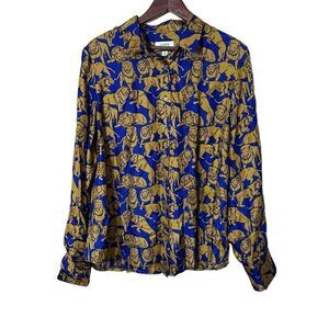 J. Crew 100% Silk Lion Button Down Top